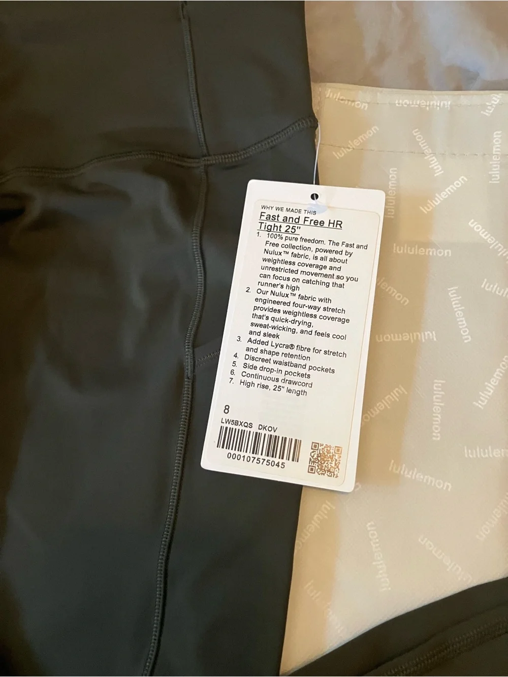 NWT Lululemon Fast and Free High-Rise Tight 25